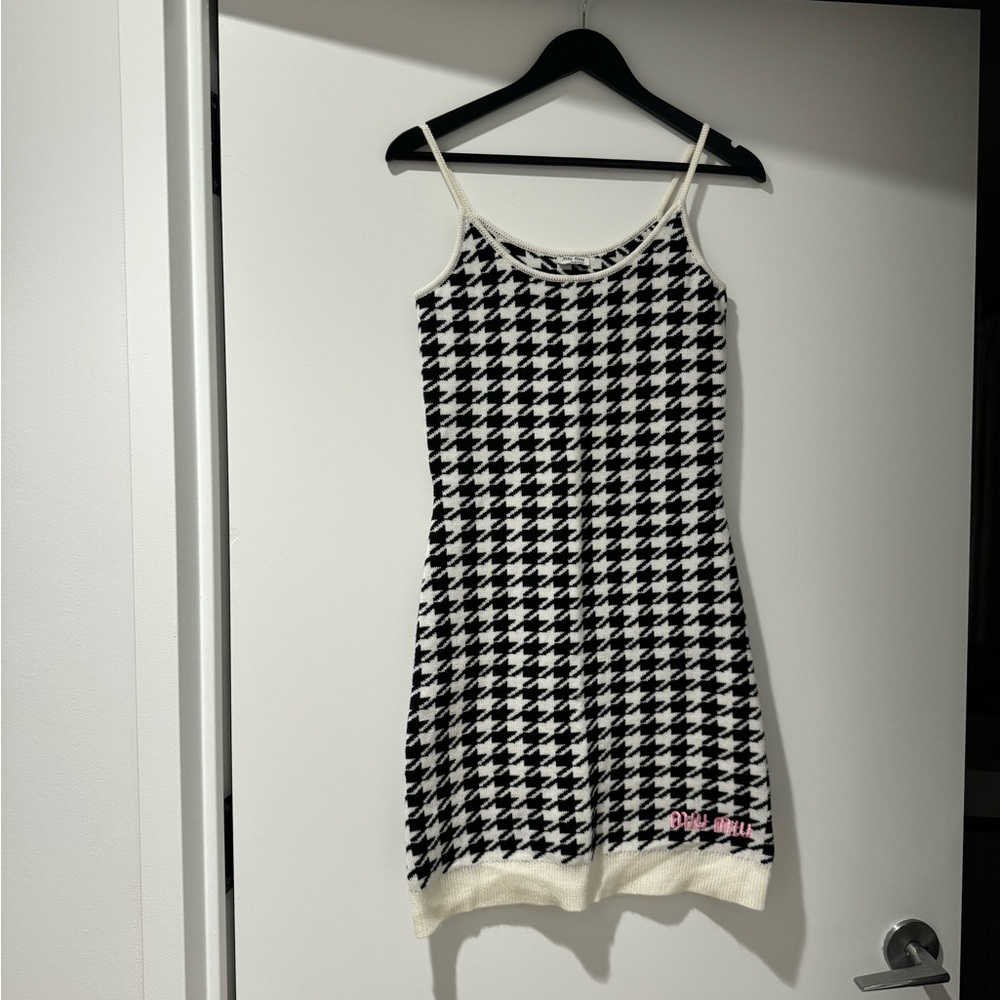Miu Miu Houndstooth Knit Mini Dress